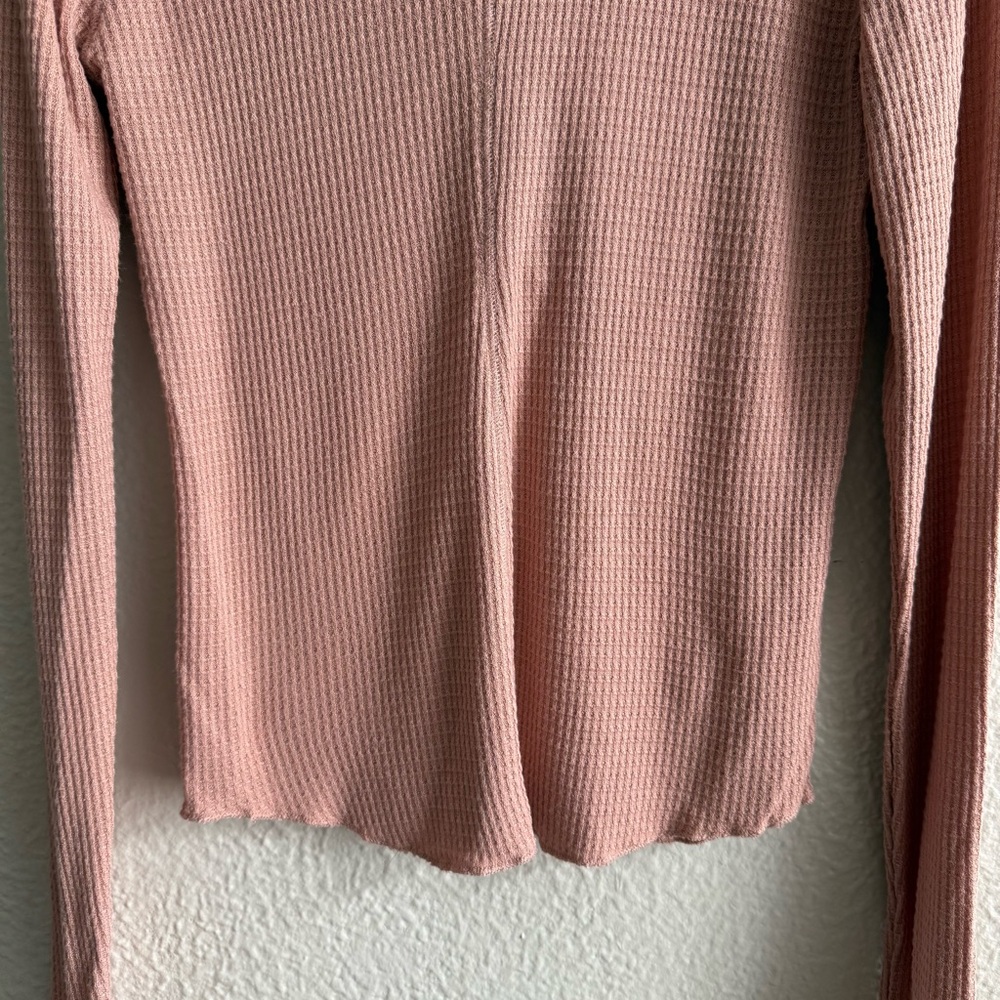 Free People Mauve Waffle Knit Long Sleeve Henley - Picture 11 of 12